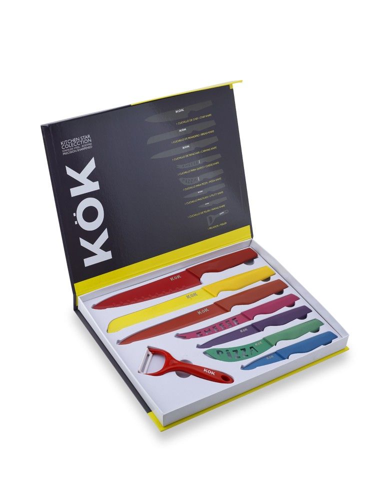 estuche de 8 cuchillos cocineros colores 1