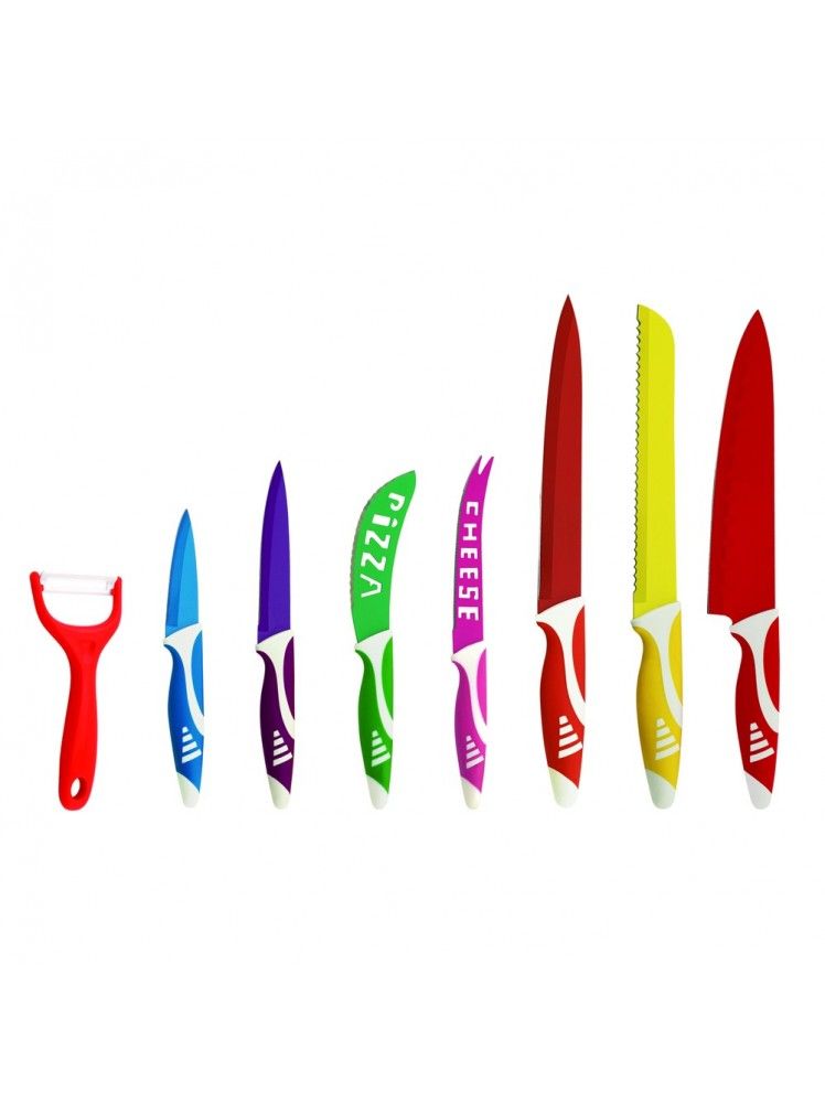 estuche de 8 cuchillos cocineros colores