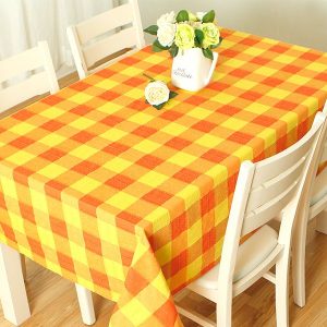 Mantel Polycotton Rectangular / Cuadrillé Salmón Amarillo - Doral