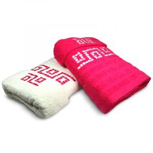 Set de 4 Toallas Jacquard Bordada Crudo Fucsia - Doral