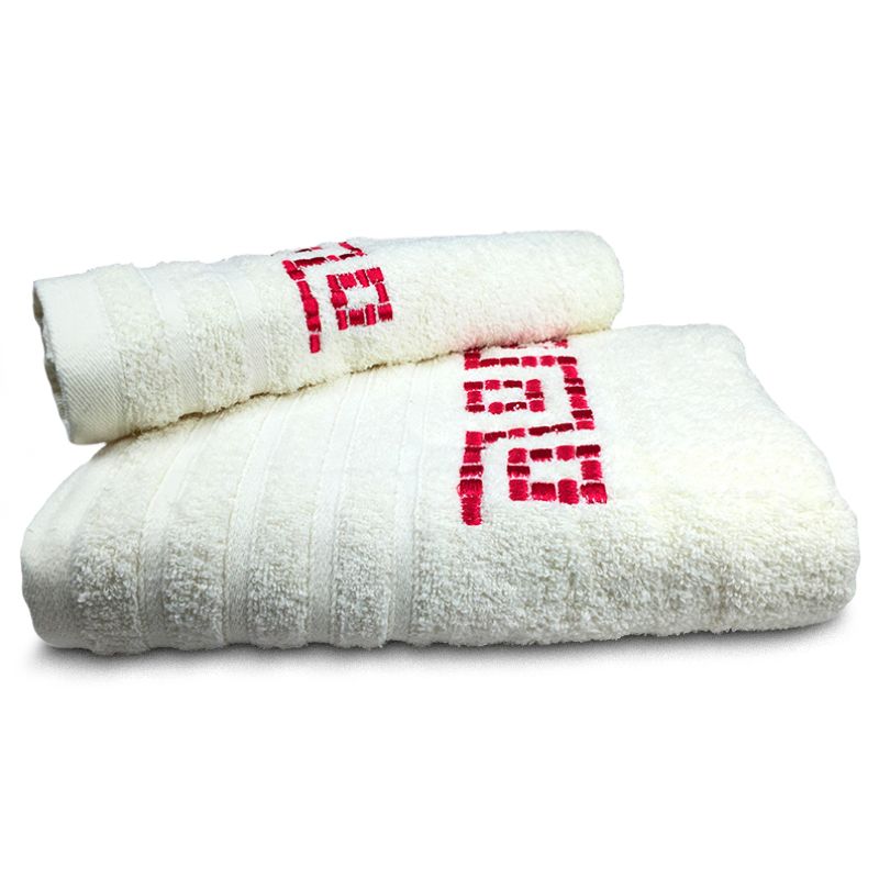 Set de 4 Toallas Jacquard Bordada / Crudo Fucsia - Doral - Imagen 2