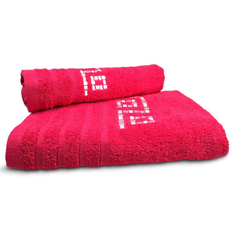 Set de 4 Toallas Jacquard Bordada / Crudo Fucsia - Doral - Imagen 3