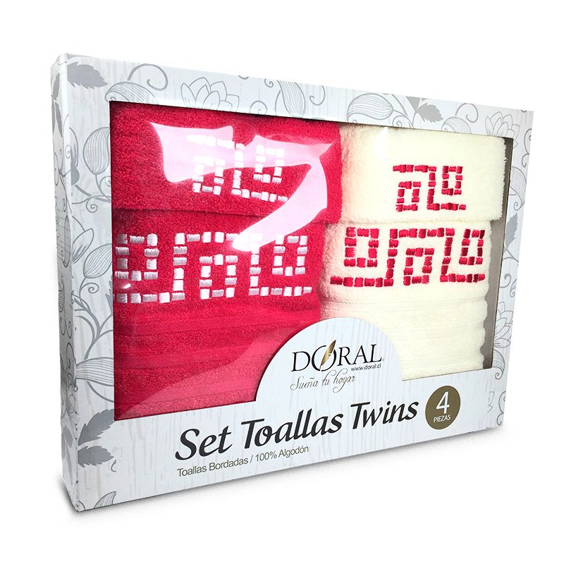 Set de 4 Toallas Jacquard Bordada / Crudo Fucsia - Doral - Imagen 10