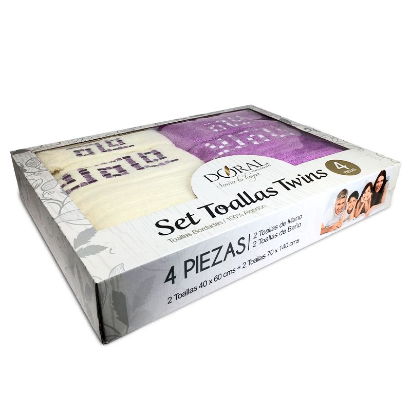 Set de 4 Toallas Jacquard Bordada / Crudo Morado - Doral - Imagen 10