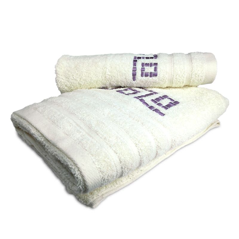 Set de 4 Toallas Jacquard Bordada / Crudo Morado - Doral - Imagen 3
