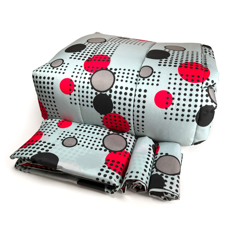 Plumón Estampado + Funda 1.5 plazas / Círculos Negro Rojo - Key Home