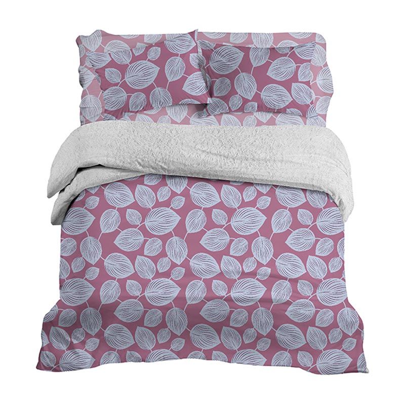 Plumón Sherpa + Sábana Microfibra de 2 Plazas / Hoja Morada - Doral