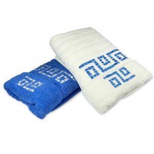 Set de 4 Toallas Jacquard Bordada / Crudo Azul- Doral