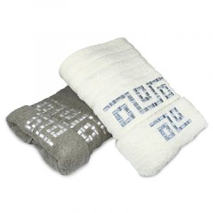 Set de 4 Toallas Jacquard Bordada Crudo Gris - Doral