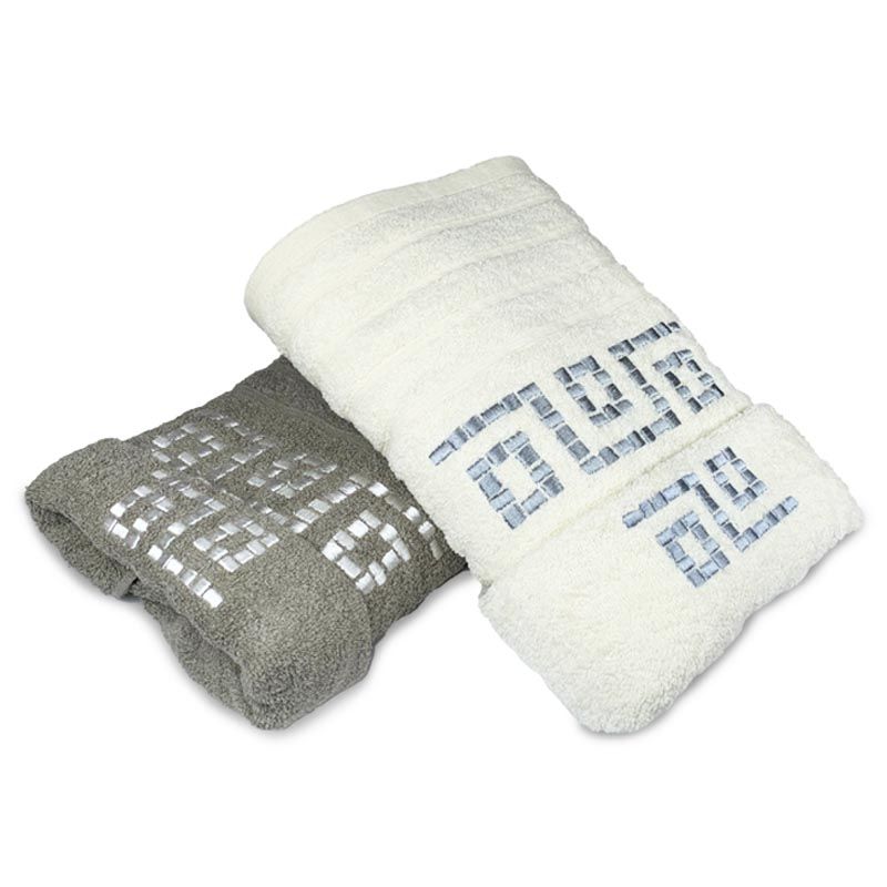 Set de 4 Toallas Jacquard Bordada Crudo Gris - Doral