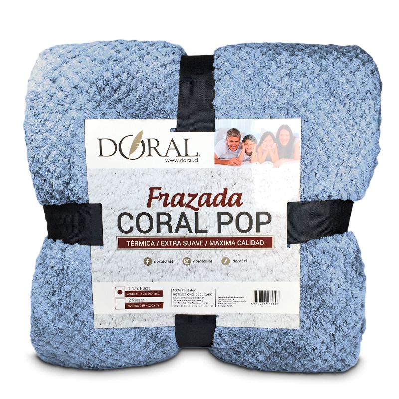 Frazada Coral Pop 1.5 Plazas / Celeste - Doral
