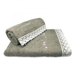 Set de Toallas Julieta Bordada Macramé / Gris - Doral