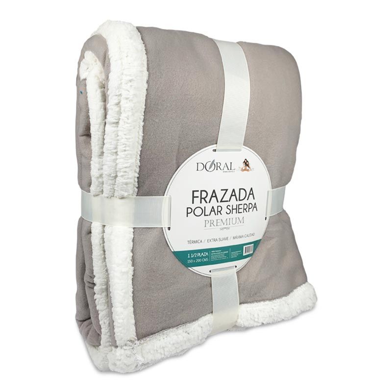 Frazada Polar Sherpa Premium 1.5 Plazas Gris - Doral