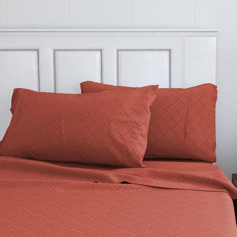 Juego Sábana Embossed Ondas 2 plazas Terracota - Doral