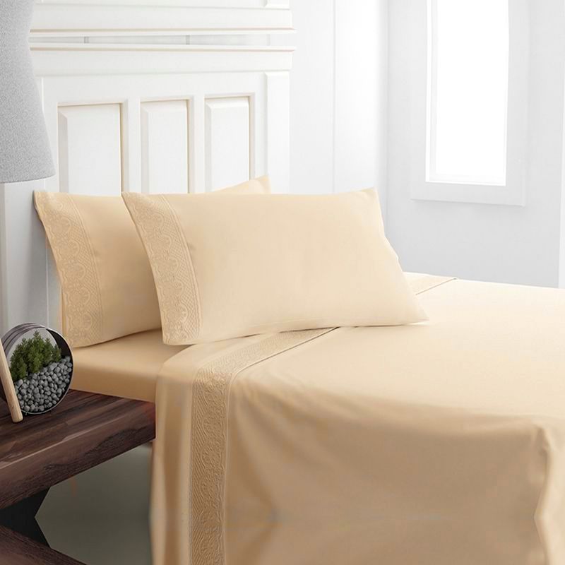 Sábanas Microfibra Broderie Santorini 2 plazas Crudo - Doral