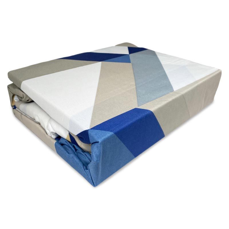 Sábanas Micro Piel Durazno 1.5 plazas / Zig - Zag Azul Amarillo - Doral