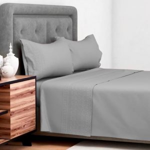 Sábanas 144 Hilos Broderie Amalia / Gris - Doral