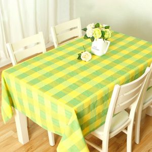 Mantel Polycotton Rectangular / Cuadros Verdes Amarillos - Doral