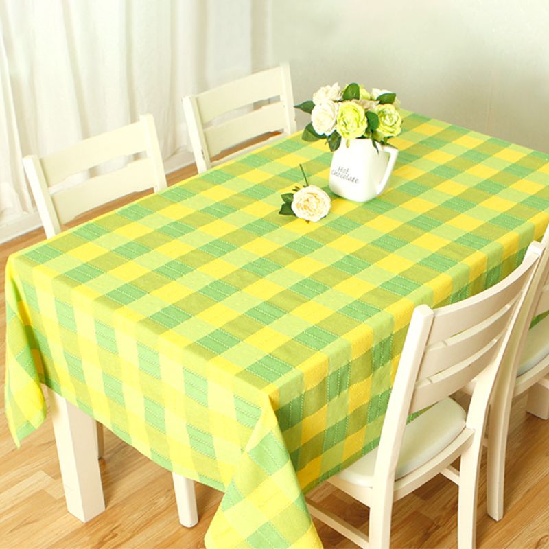Mantel Polycotton Rectangular / Cuadros Verdes Amarillos - Doral