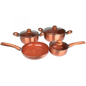 Batería Aluminio Titanio 7 piezas Cobre - Doral