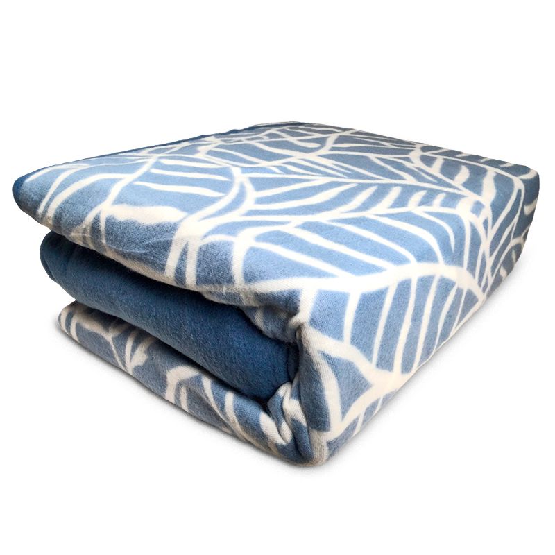 Sábanas de Polar Composé 2 Plazas Hojas Celeste Blanco - Doral