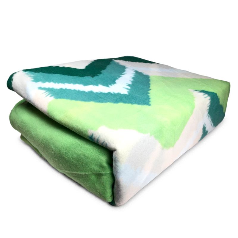 Sábanas de Polar Composé 2 Plazas Lineas Diagonales Verde Blanco - Doral