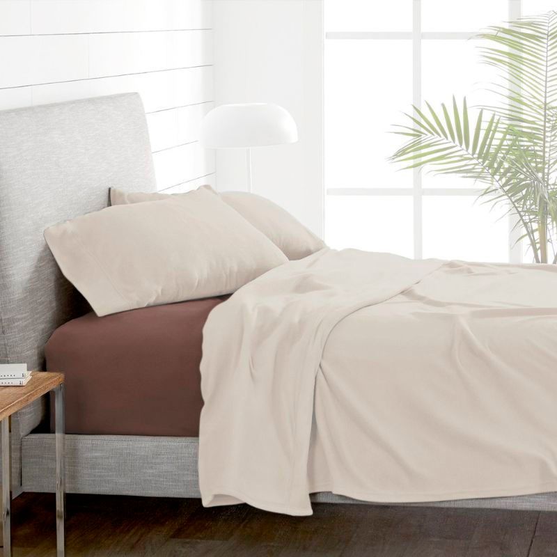 Sábanas Polar Lisa Composé 2 Plazas Crudo-Café - Doral