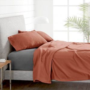 Sábanas Polar Lisa Composé 2 Plazas Terracota-Gris - Doral