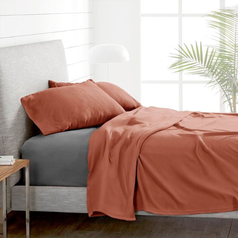 Sábanas Polar Lisa Composé 2 Plazas Terracota-Gris - Doral