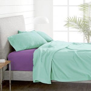 Sábanas Polar Lisa Composé 2 Plazas Verde Agua-Lila - Doral