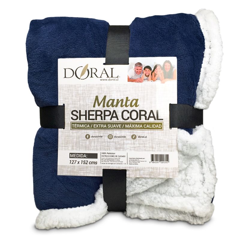 Manta Sherpa Coral / Azul - Doral
