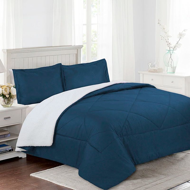 Plumón Sherpa Embossed 2 Plazas Azul - Doral