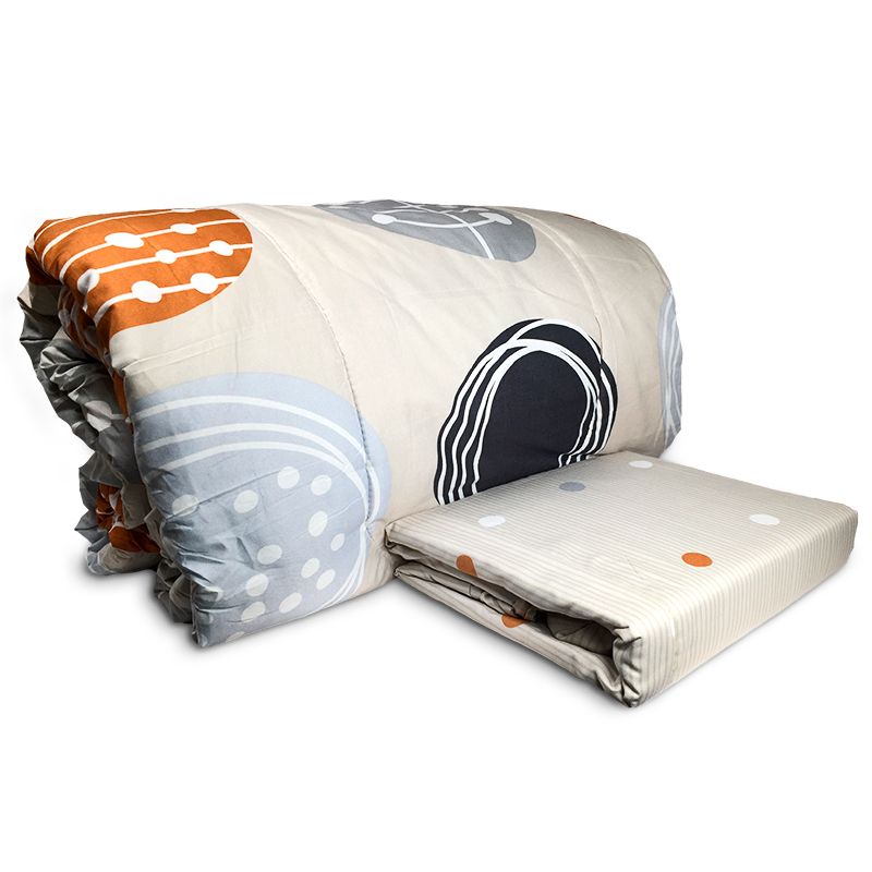 Plumón + Sábana 2 Plazas Esferas Café Negro Gris - Doral