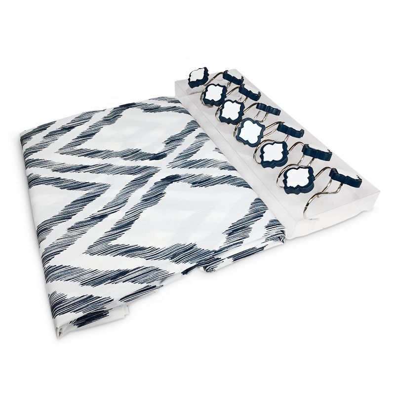 Cortina de Peva con Ganchos Metálicos / Diseño Rombo Azul - Doral - Imagen 2