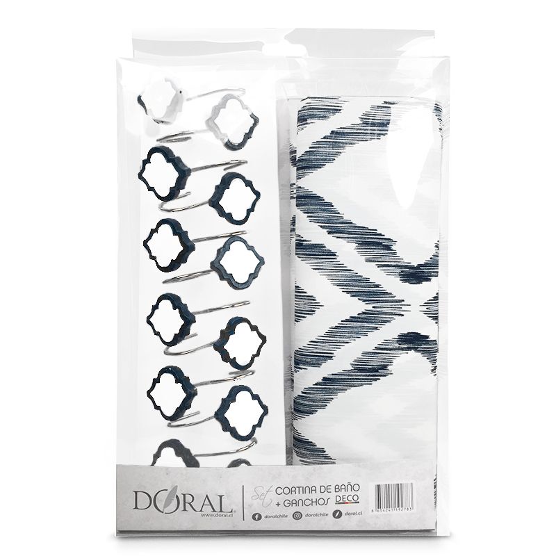 Cortina de Peva con Ganchos Metálicos Diseño Rombo Azul - Doral