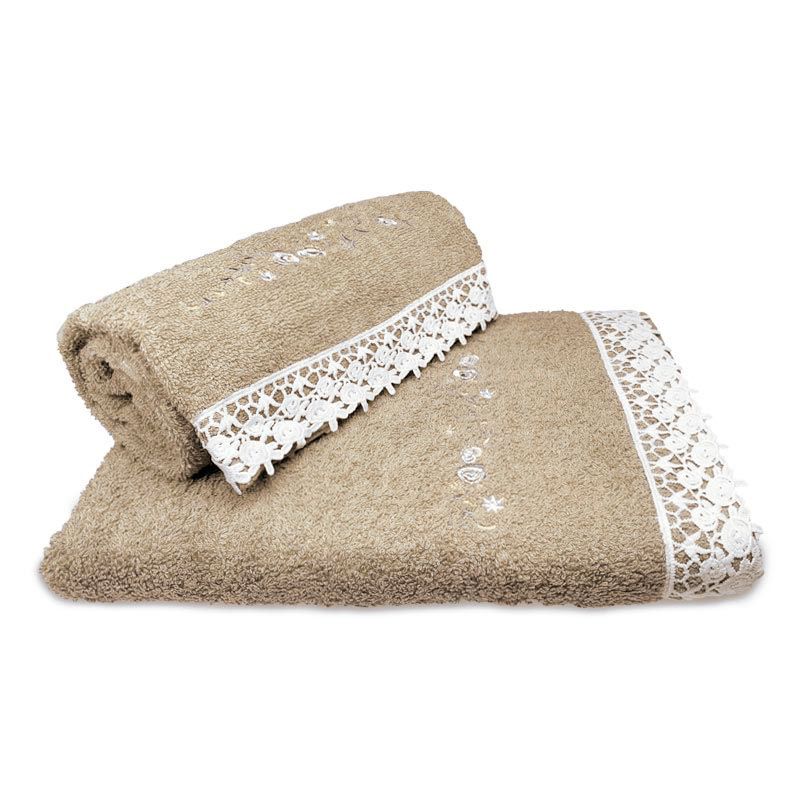 Set de Toallas Julieta Bordada Macramé Beige - Doral