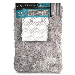 Set de Baño 14 Piezas Sidney Gris Diseño Rombos Grises - Doral