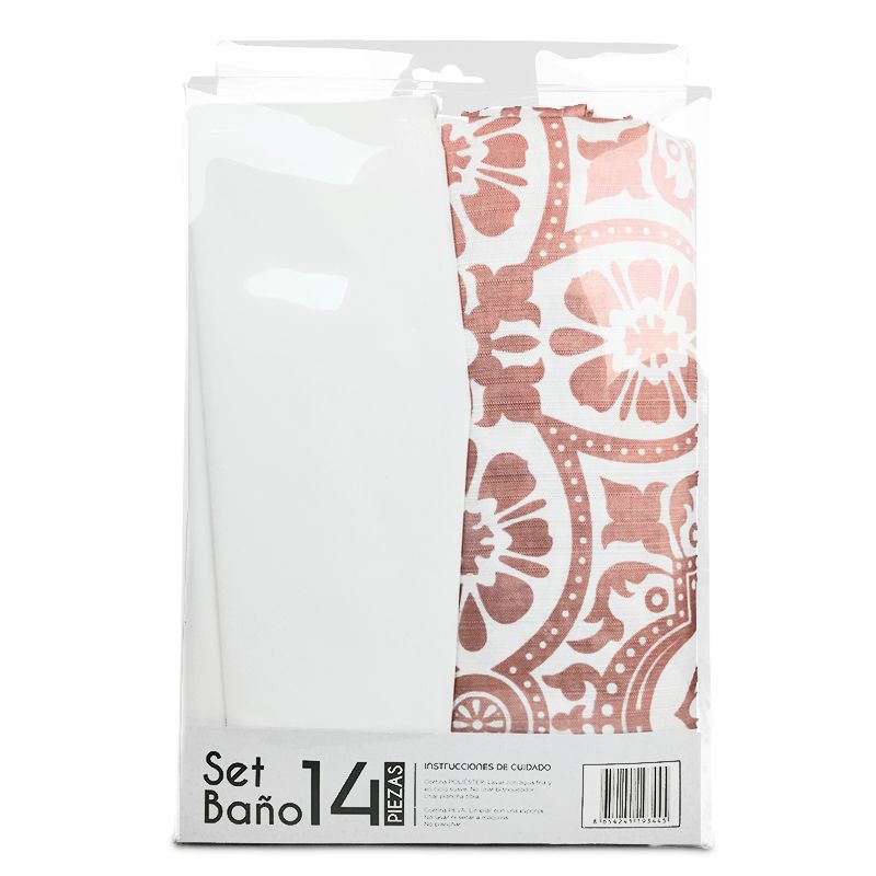 Set de Baño 14 Piezas Diseño Hindú Coral - Doral