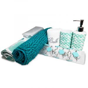 Set de Baño Ema 18 Piezas Turquesa Diseño Verde Agua - Doral