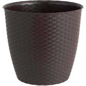Maceta Redonda Estilo Ratán 25x23 cm Marrón Moro - Rey Plast