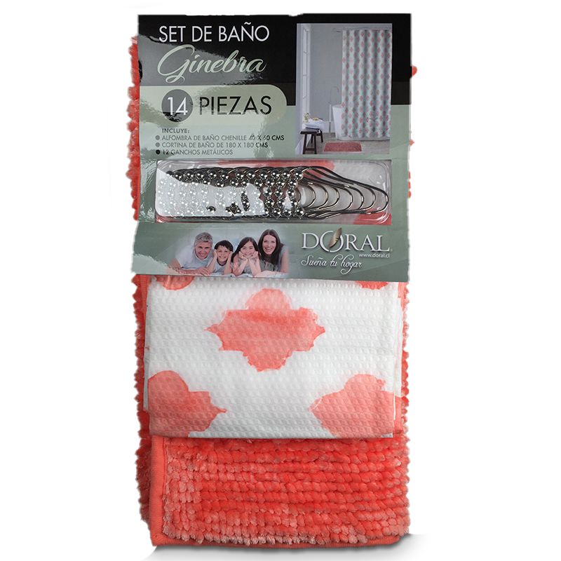 Set de Baño 14 Piezas Ginebra / Silueta Coral - Doral