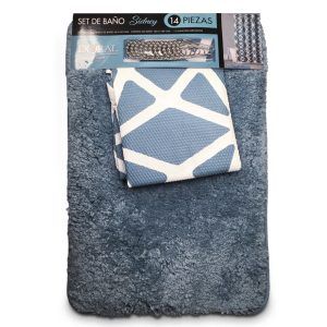 Set de Baño 14 Piezas Sidney / Azul Líneas Blancas - Doral