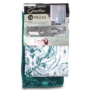 Set de Baño 14 Piezas Ginebra / Verde Petróleo - Doral