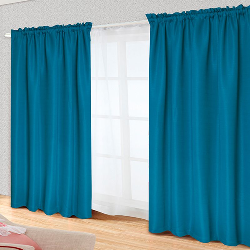 Cortina Rústica Tabatha Pasador 8 Piezas / Azul Petróleo - Doral