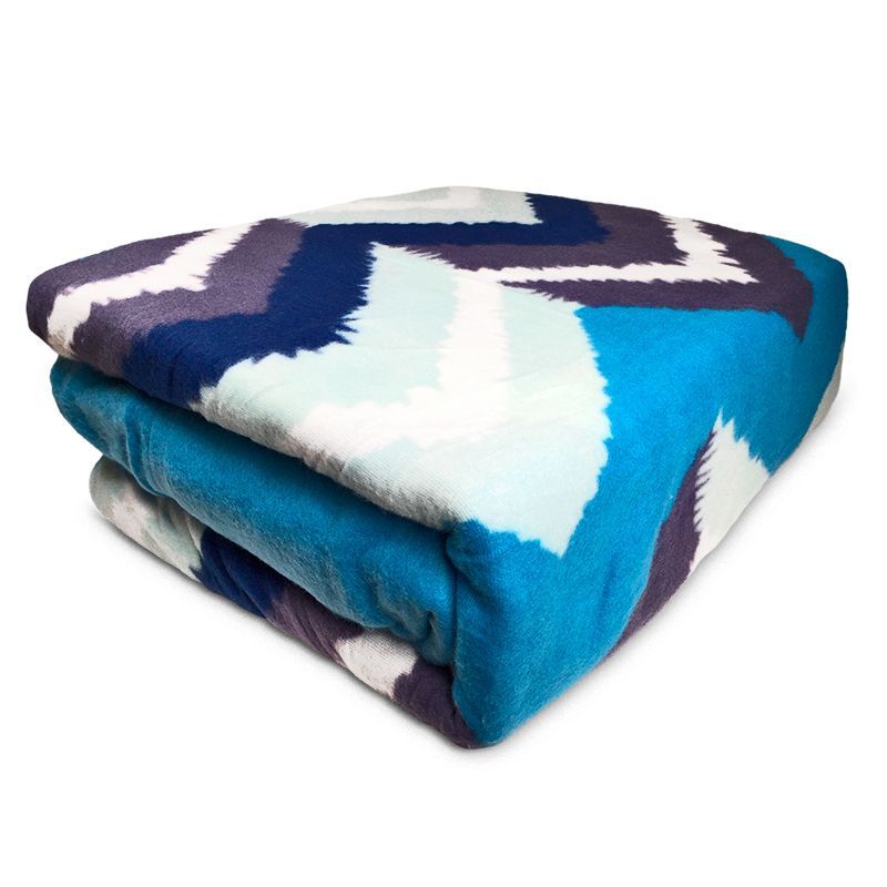 Sábanas Polar Composé 1.5 Plazas / Líneas Diagonales Azul Celeste Blanco - Doral