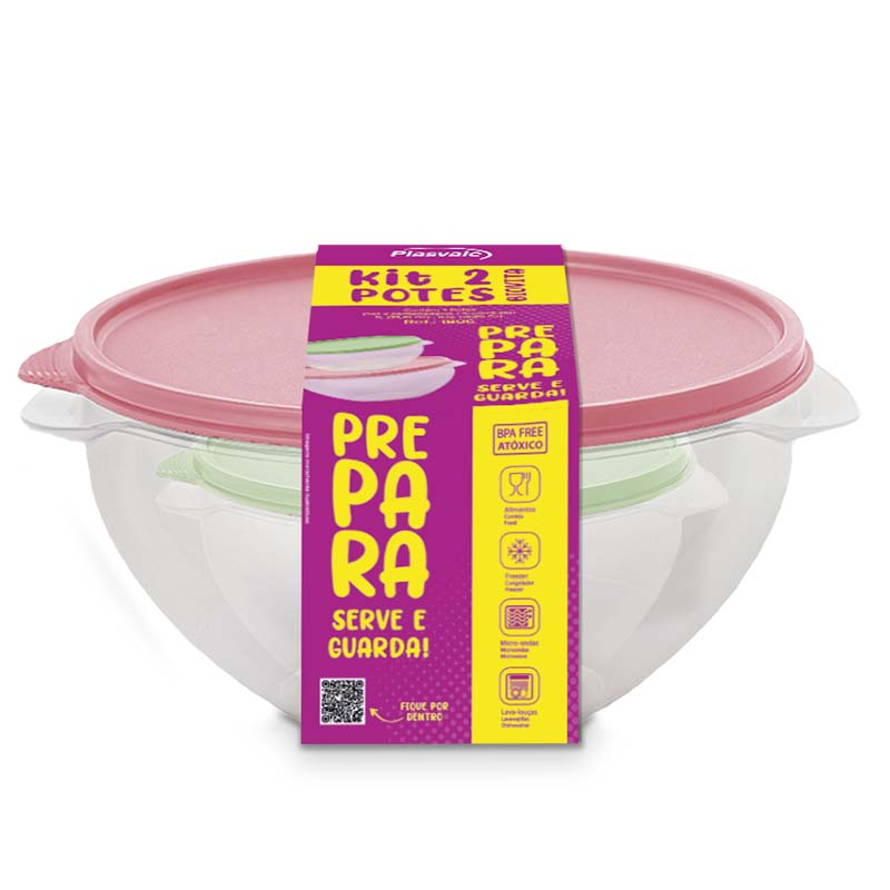 Pack Set 2 Contenedores Redondos 0.5 y 1 lt/ Biovita - Plasvale