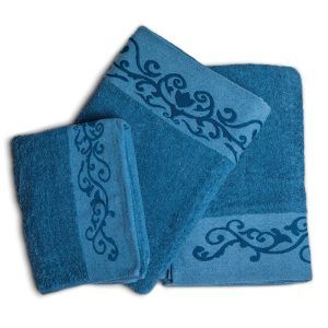 Juego de 3 Toallas Bordadas Luxor Azul - Doral