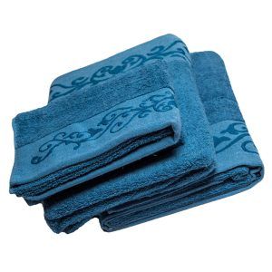 Juego de 3 Toallas Bordadas Luxor Azul - Doral