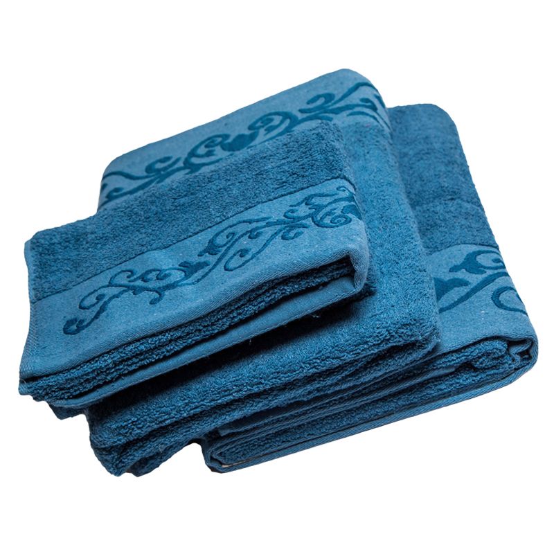 Juego de 3 Toallas Bordadas Luxor Azul - Doral
