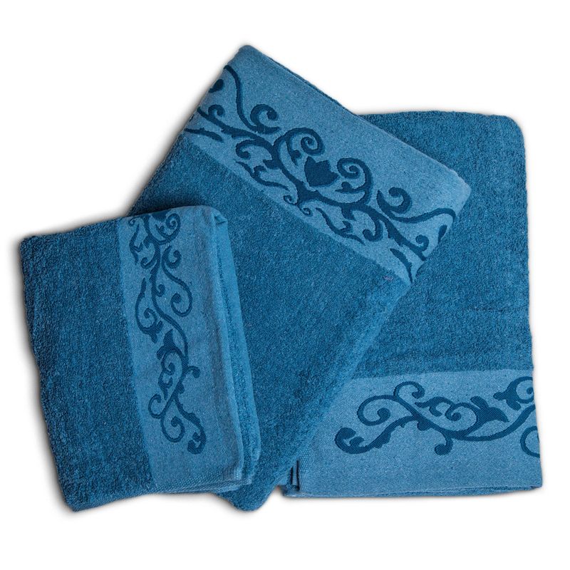 Juego de 3 Toallas Bordadas Luxor Azul - Doral